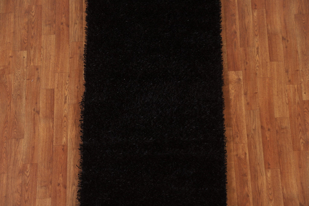 Black Shaggy Oriental Area Rug 3x5