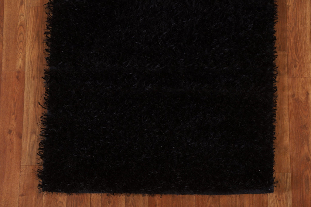 Black Shaggy Oriental Area Rug 3x5