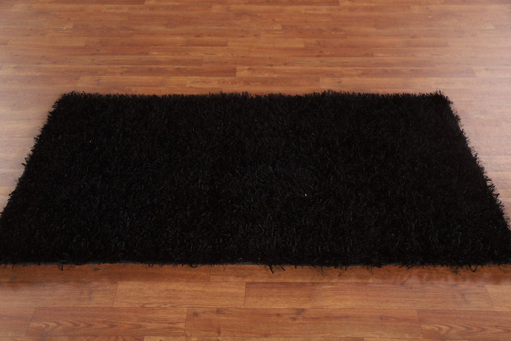 Black Shaggy Oriental Area Rug 3x5