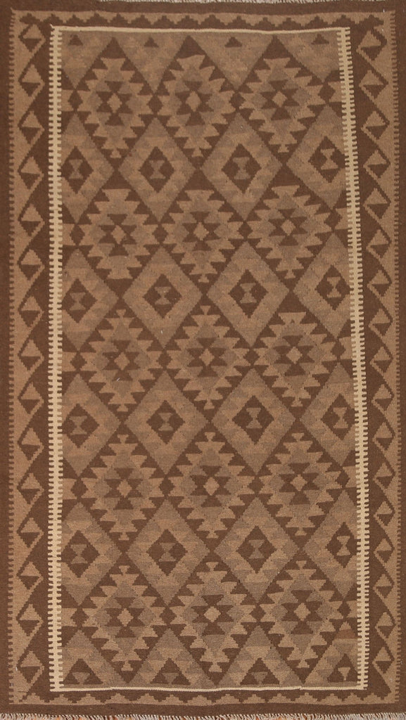 Brown Wool Kilim Oriental Area Rug 5x8