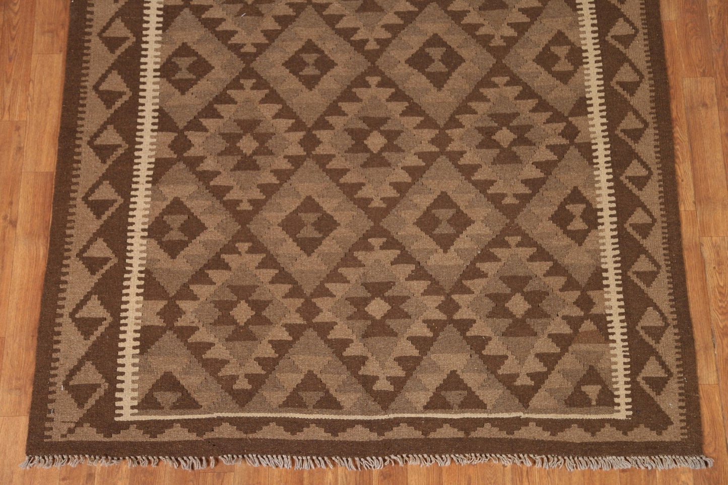 Brown Wool Kilim Oriental Area Rug 5x8