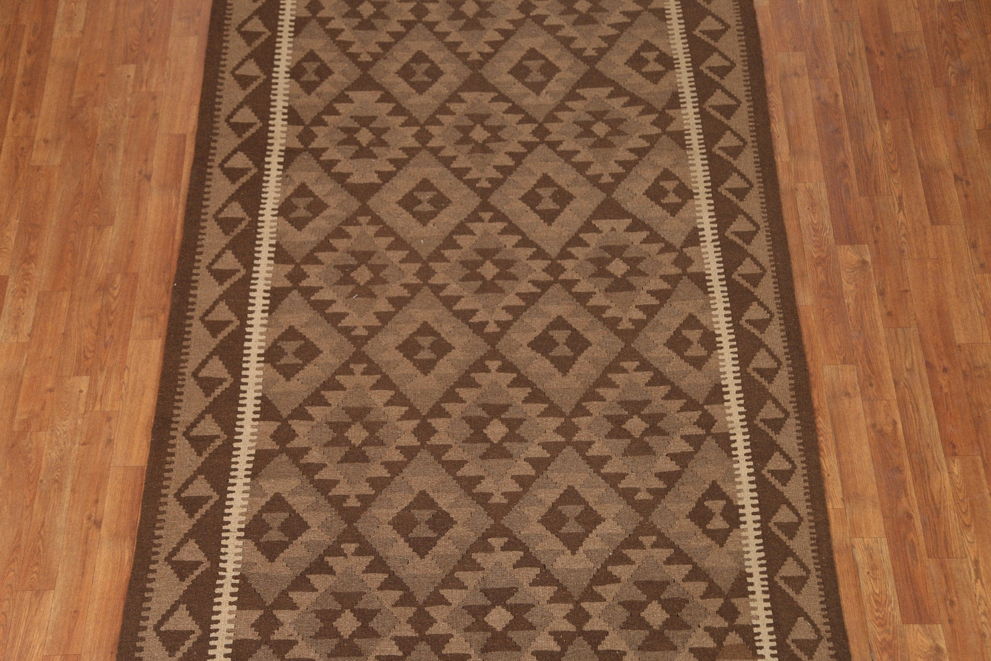 Brown Wool Kilim Oriental Area Rug 5x8