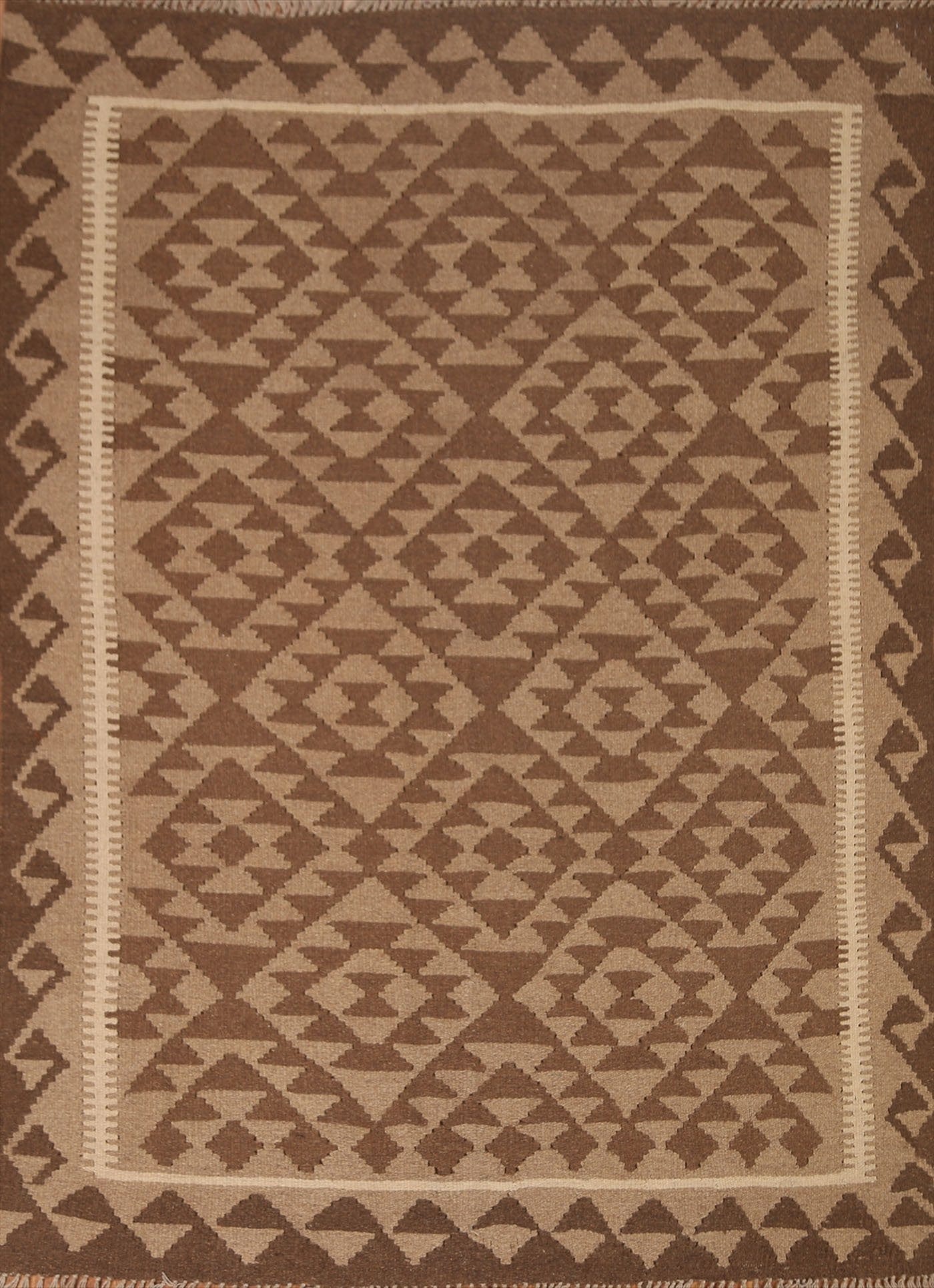 Brown Wool Kilim Oriental Area Rug 5x6