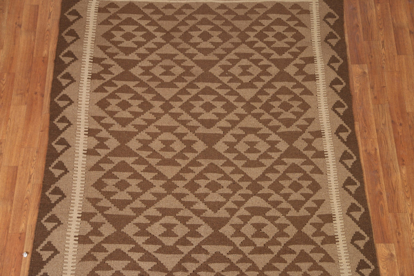 Brown Wool Kilim Oriental Area Rug 5x6