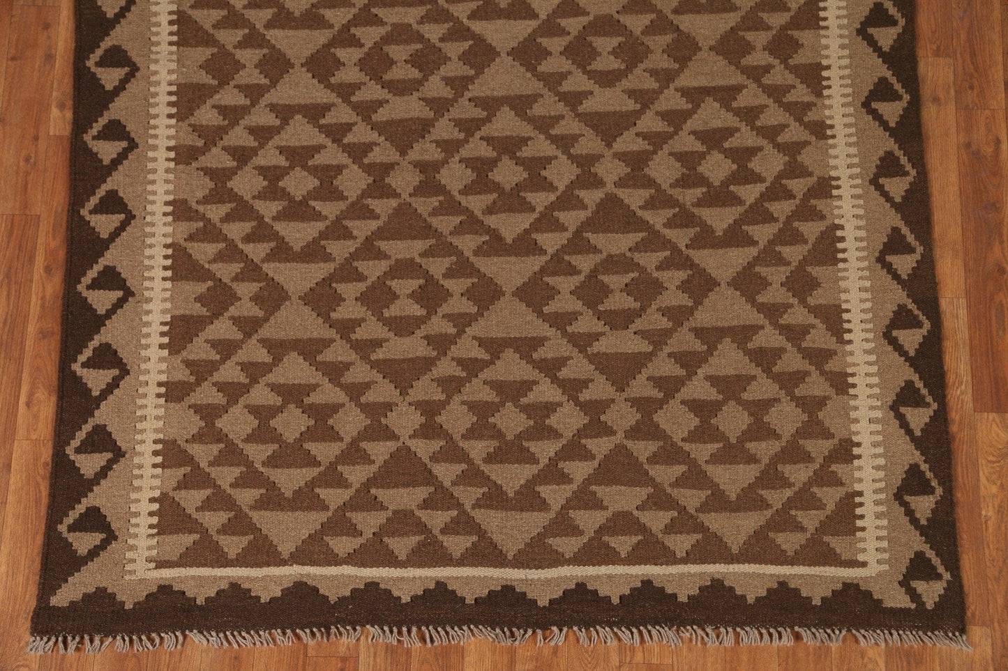 All-Over Brown Kilim Oriental Area Rug 5x7