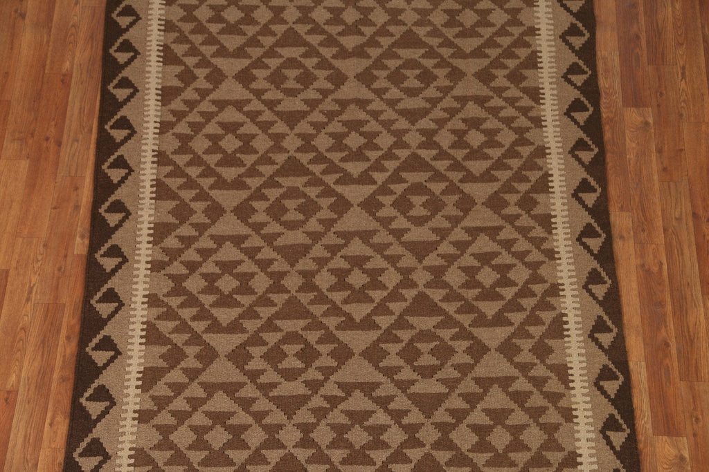 All-Over Brown Kilim Oriental Area Rug 5x7