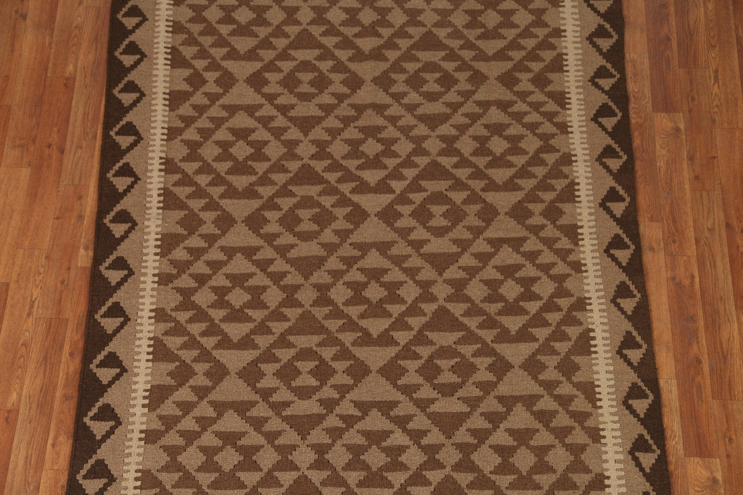 All-Over Brown Kilim Oriental Area Rug 5x7