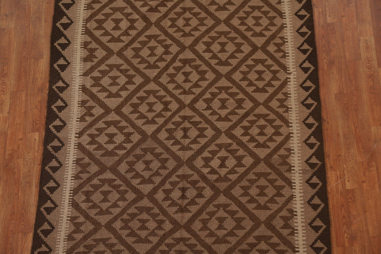 Brown Wool Kilim Tribal Area Rug 5x7