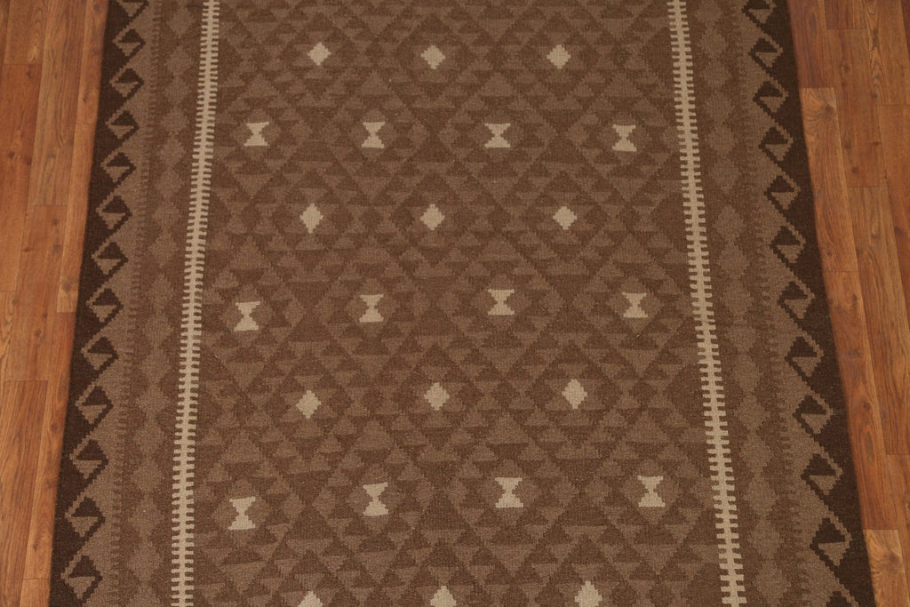 Brown Wool Kilim Oriental Area Rug 5x7