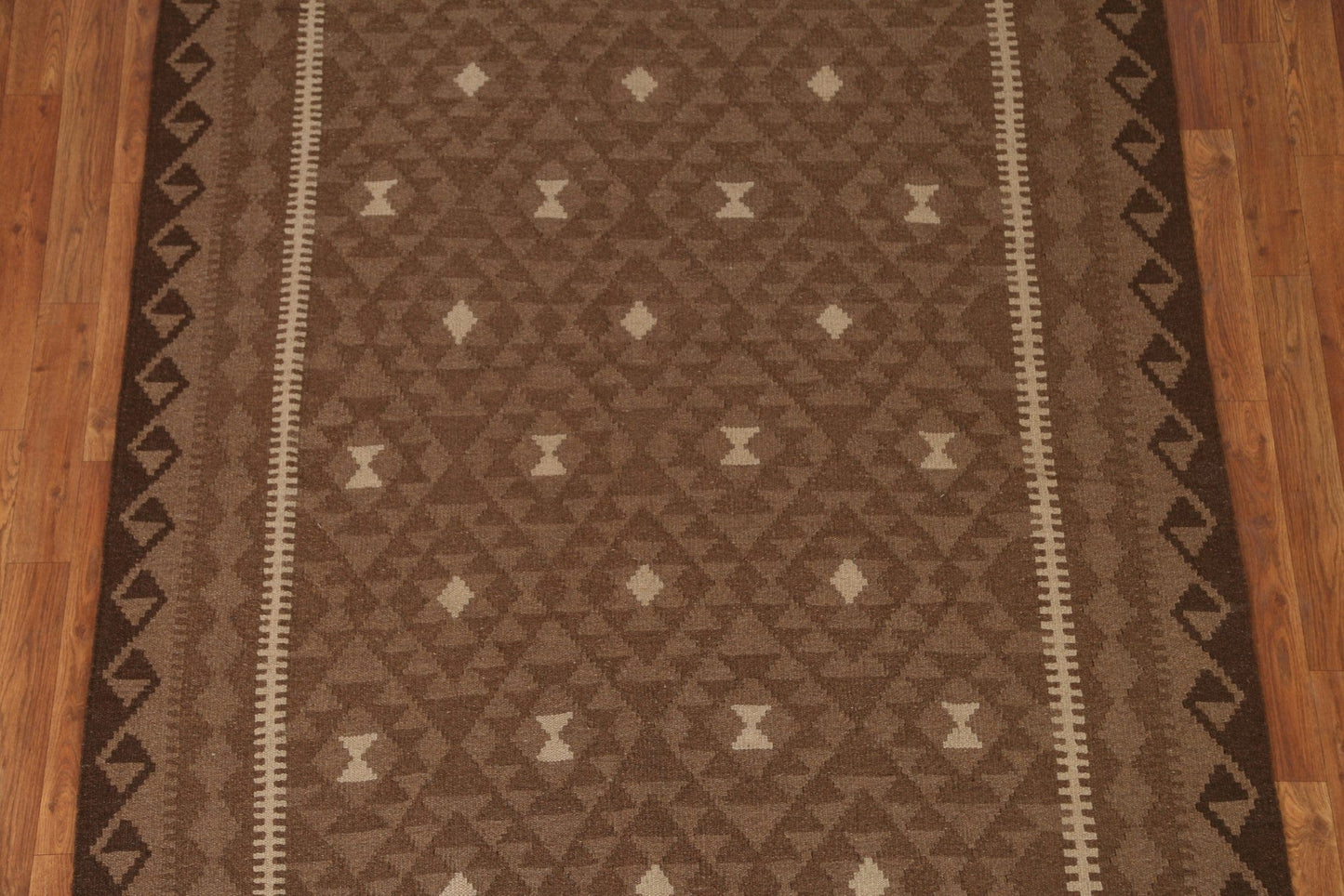 Brown Wool Kilim Oriental Area Rug 5x7