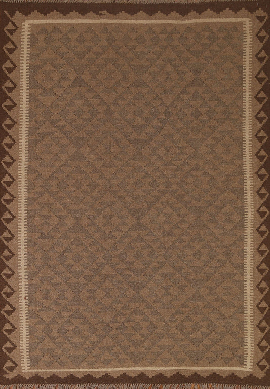 Brown Wool Kilim Oriental Area Rug 5x6