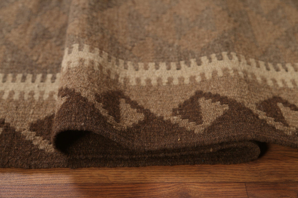 Brown Wool Kilim Oriental Area Rug 5x6