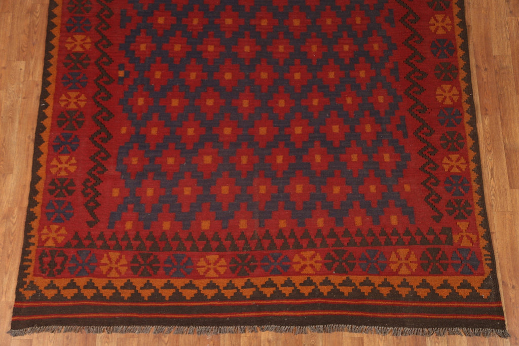 Red/ Navy Blue Kilim Oriental Area Rug 6x10