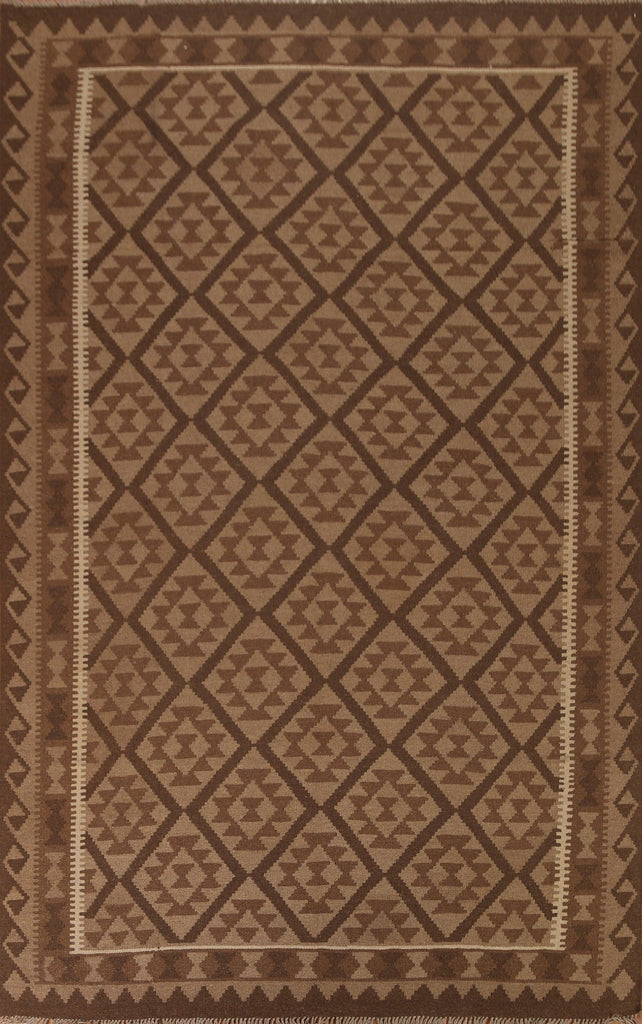 Brown Kilim Tribal Area Rug 7x10