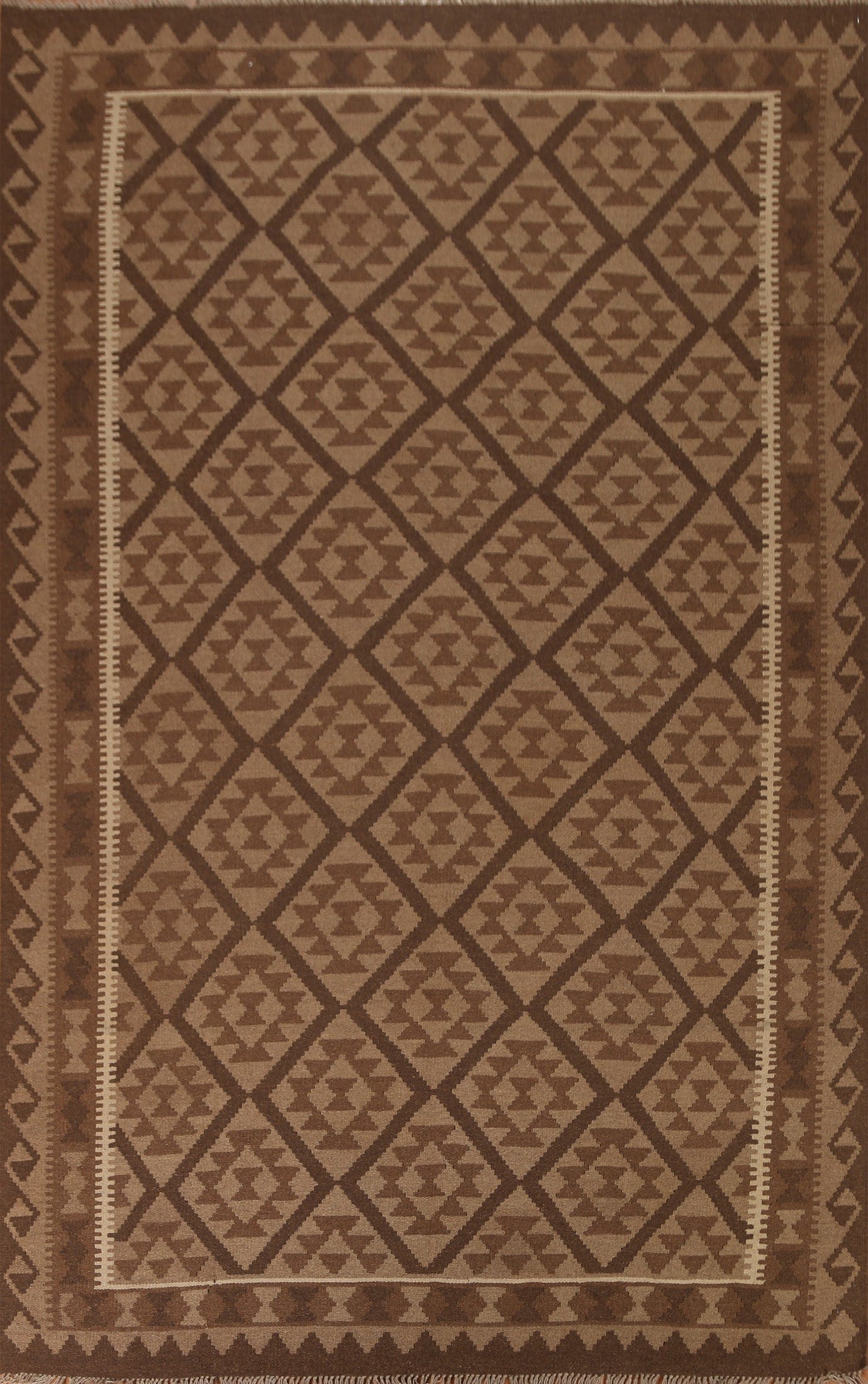 Brown Kilim Tribal Area Rug 7x10