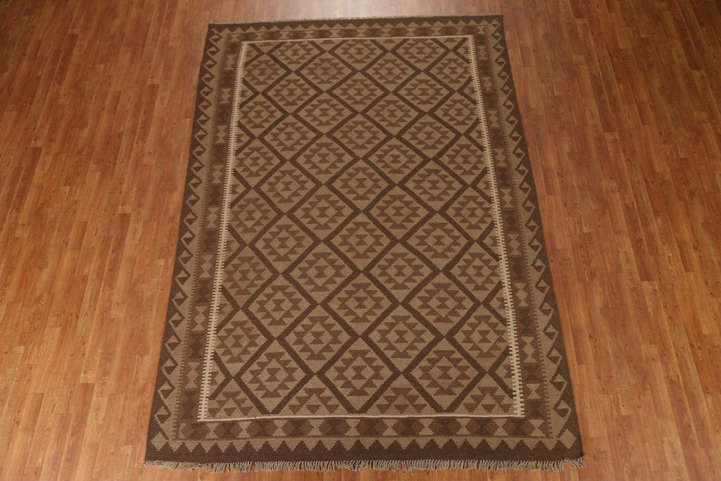 Brown Kilim Tribal Area Rug 7x10