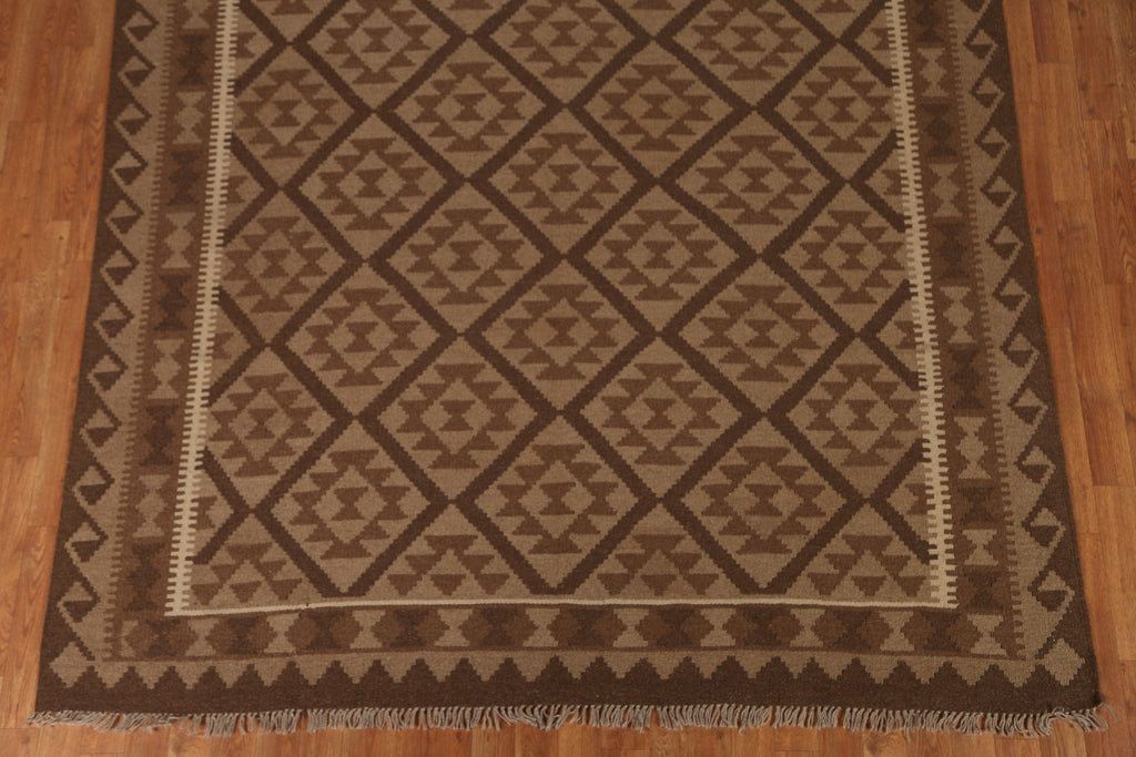 Brown Kilim Tribal Area Rug 7x10