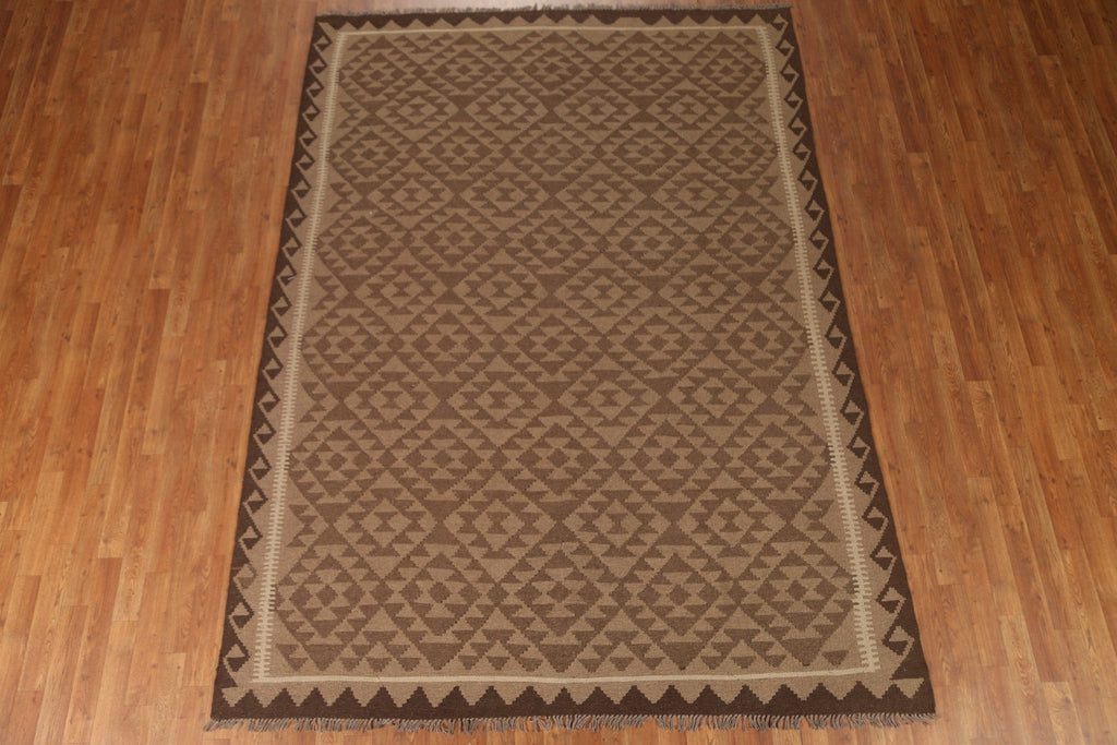 Geometric Kilim Wool Area Rug 7x10