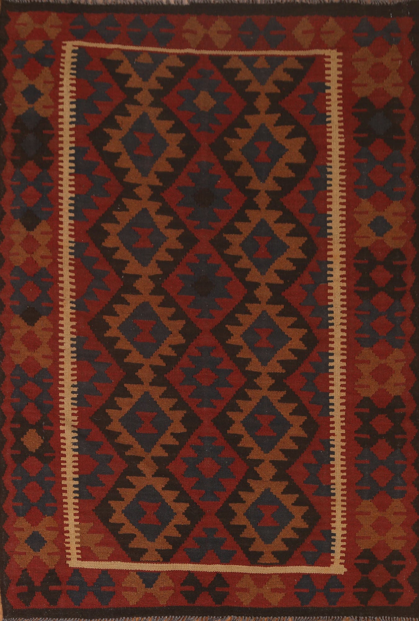 Geometric Kilim Hand-Woven Area Rug 5x6