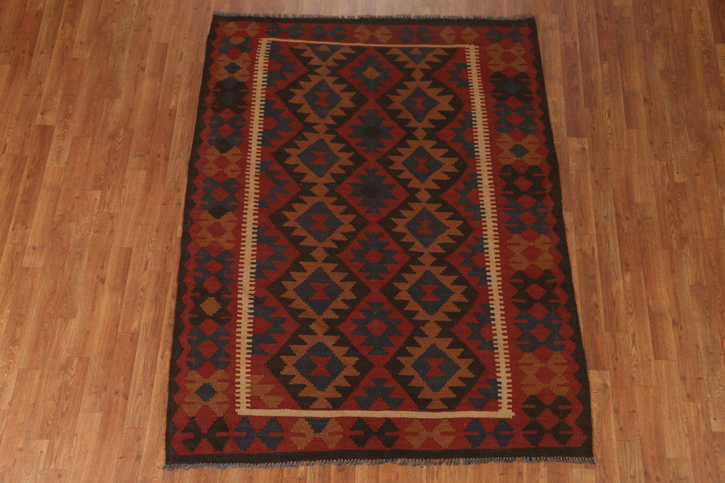 Geometric Kilim Hand-Woven Area Rug 5x6