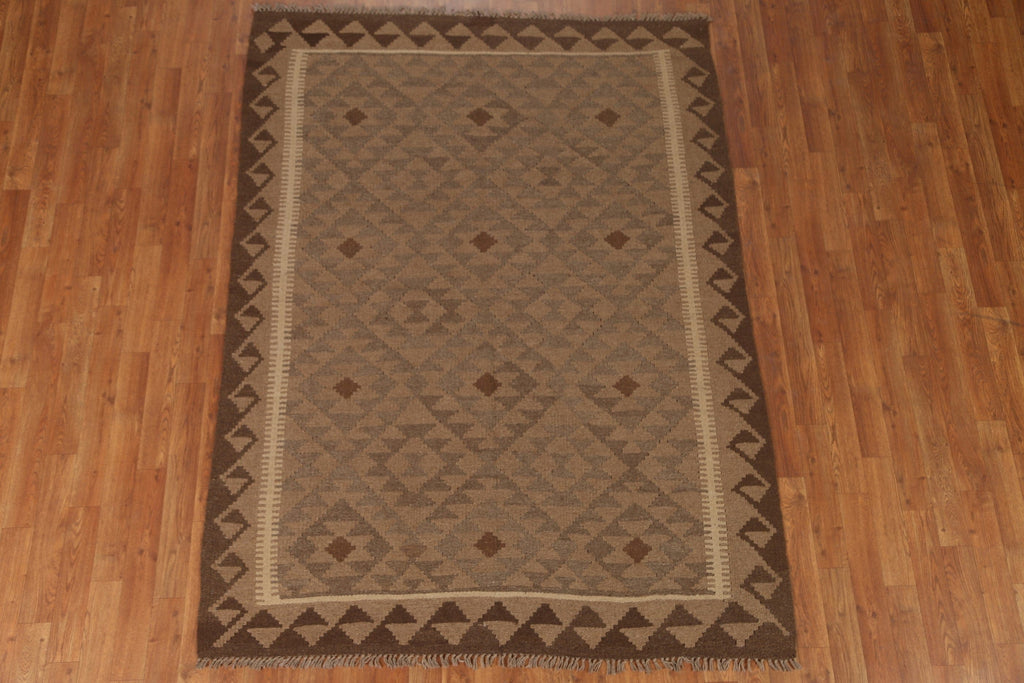 Brown Kilim Oriental Area Rug 5x7