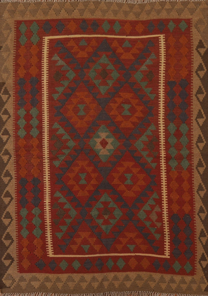 Geometric Kilim Wool Area Rug 5x7