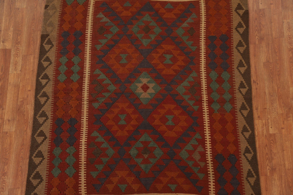 Geometric Kilim Wool Area Rug 5x7