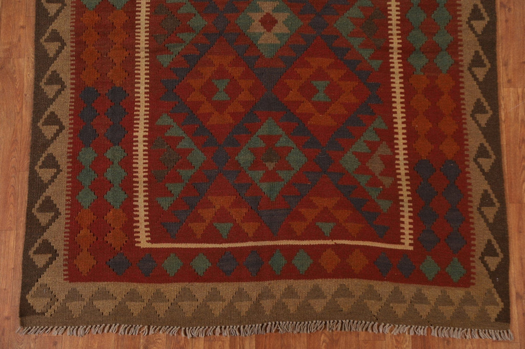 Geometric Kilim Wool Area Rug 5x7