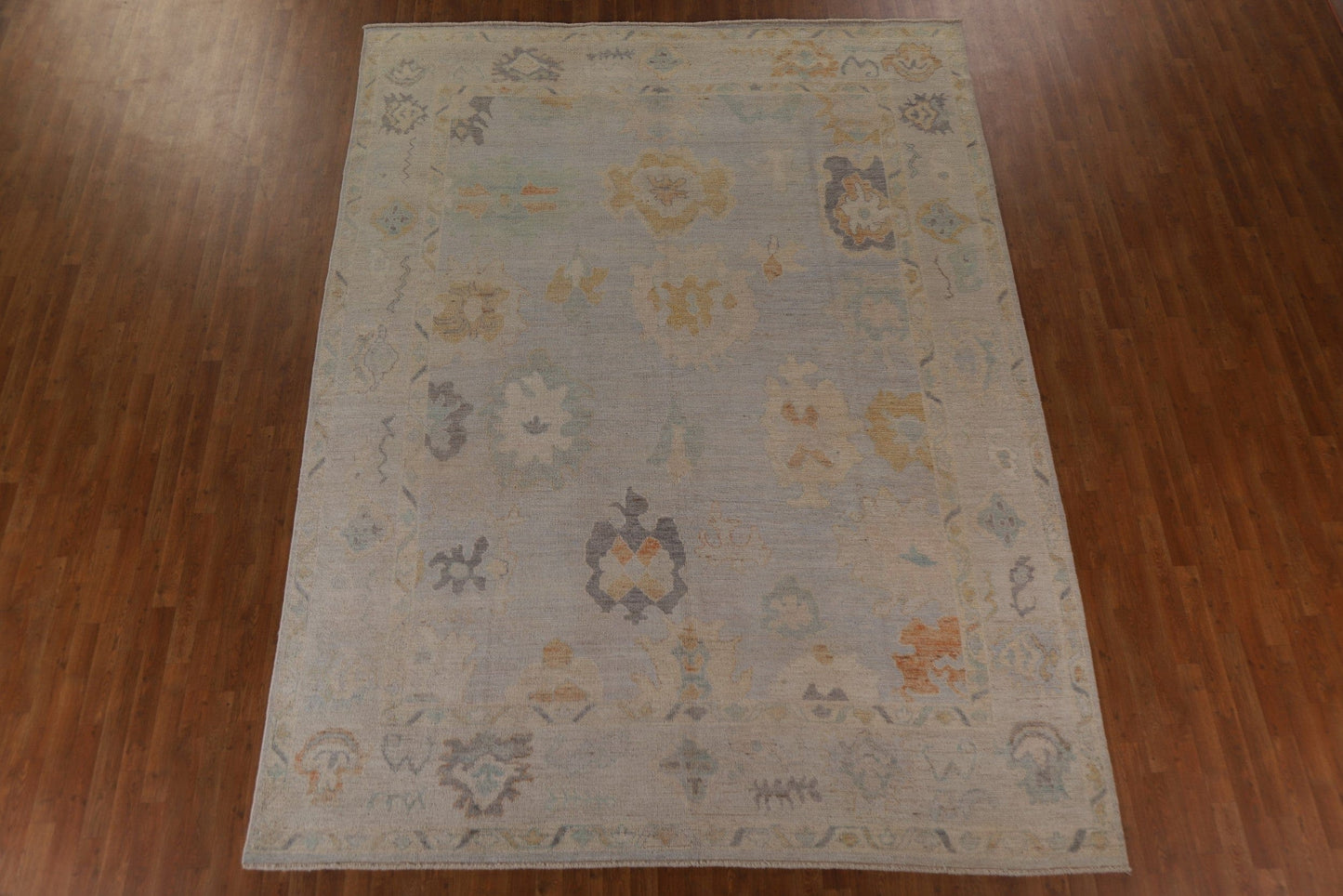 Floral Oushak Vegetable Dye Area Rug 9x12