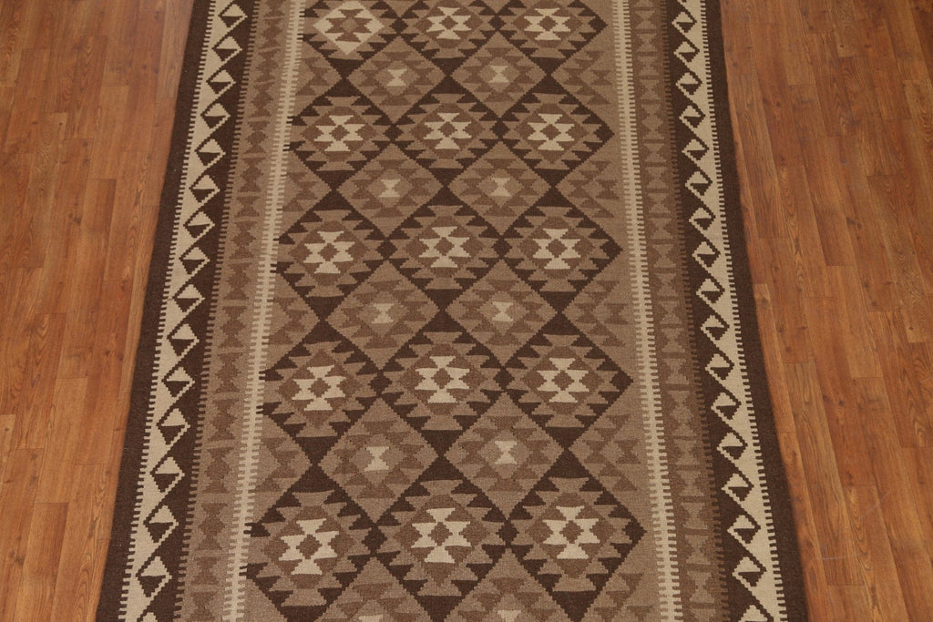 Brown Wool Kilim Tribal Area Rug 5x8