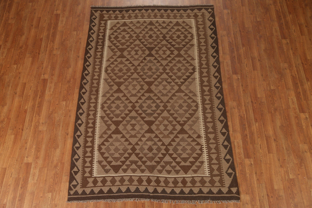 Brown Kilim Tribal Area Rug 5x8