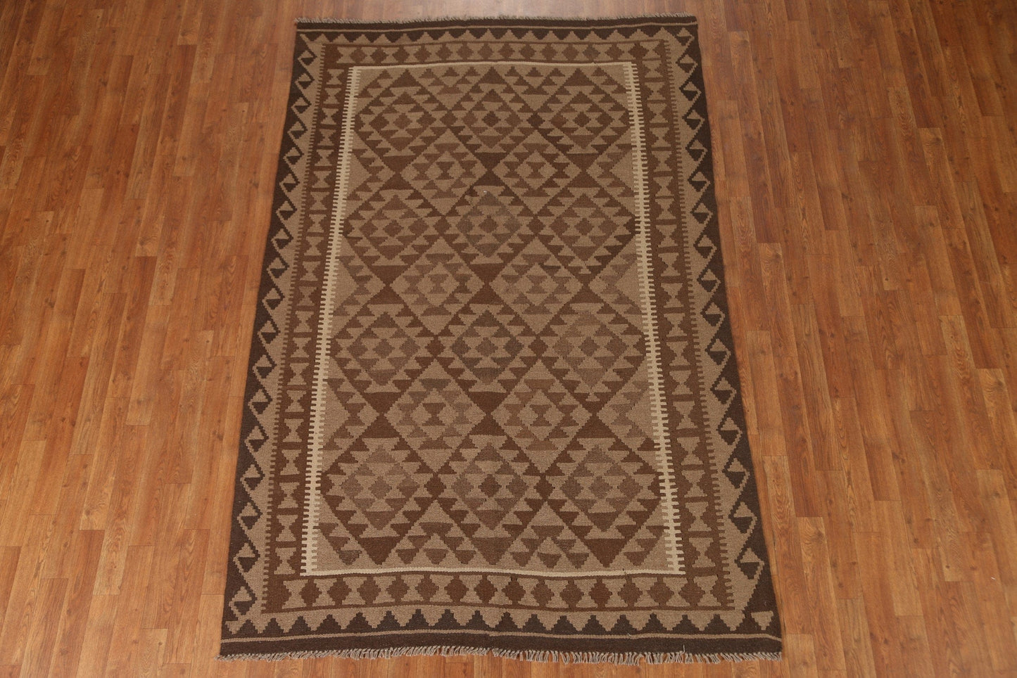 Brown Kilim Tribal Area Rug 5x8