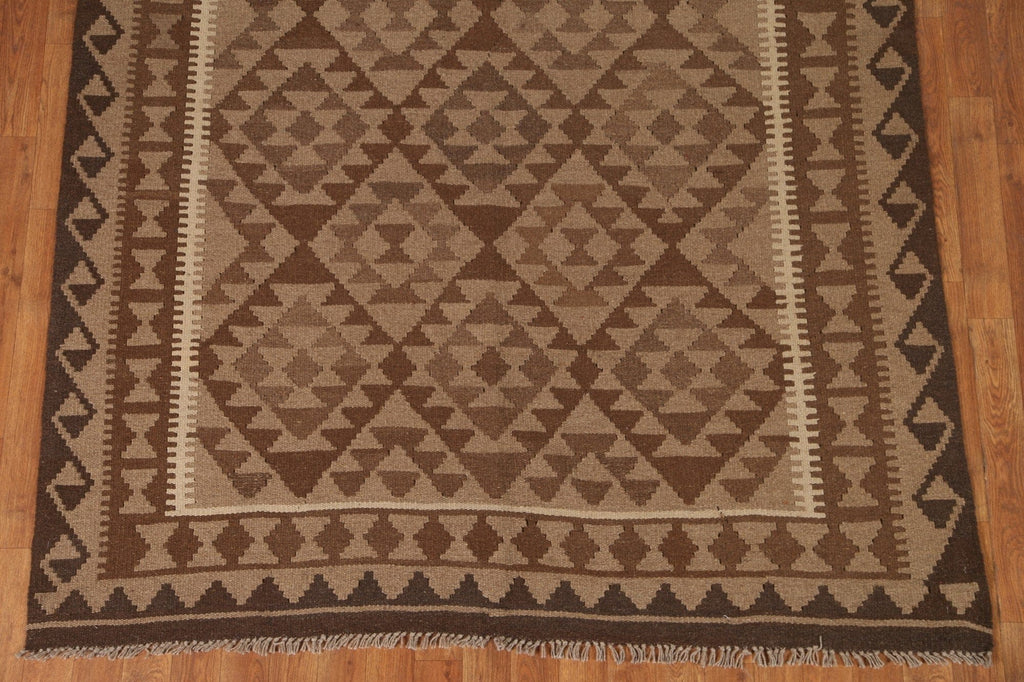 Brown Kilim Tribal Area Rug 5x8