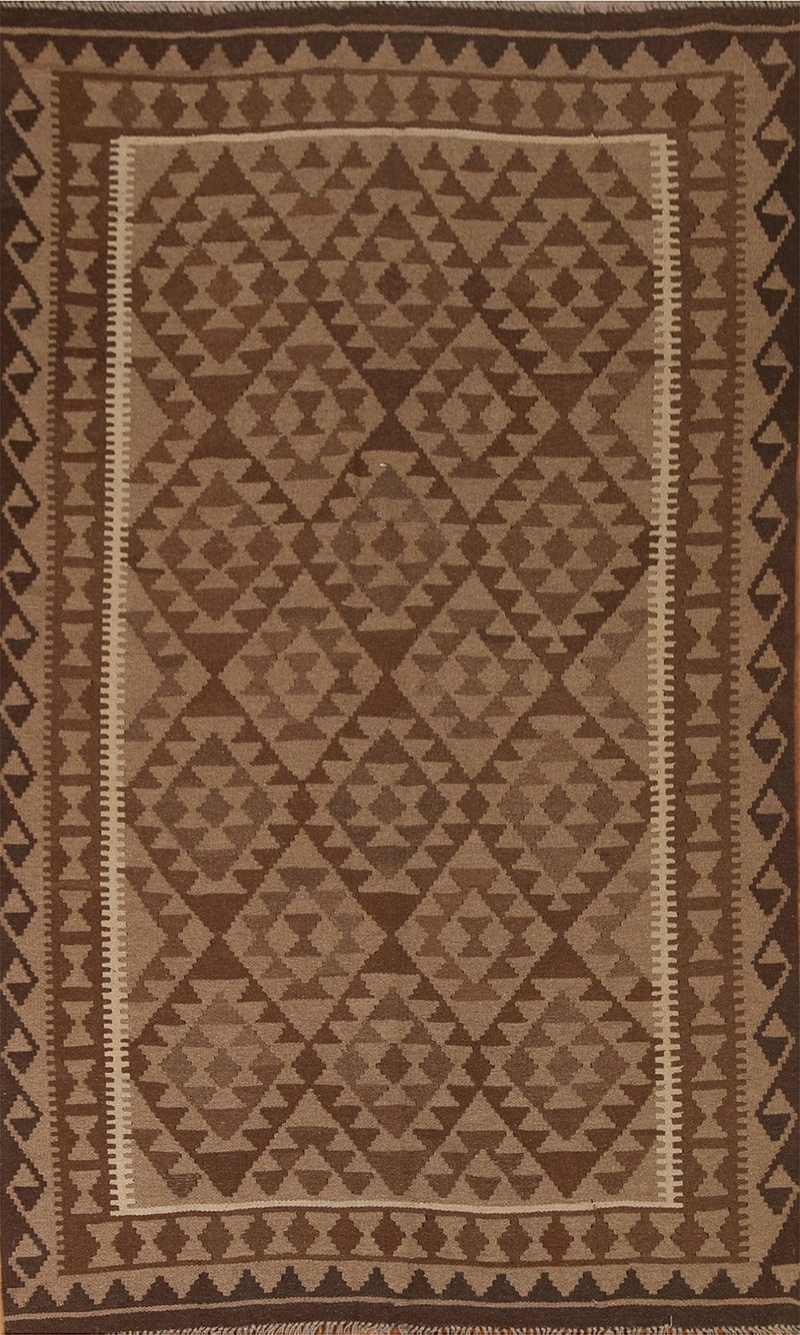 Brown Kilim Tribal Area Rug 5x8