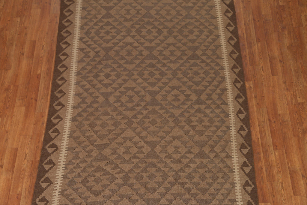 Brown Wool Kilim Oriental Area Rug 5x9