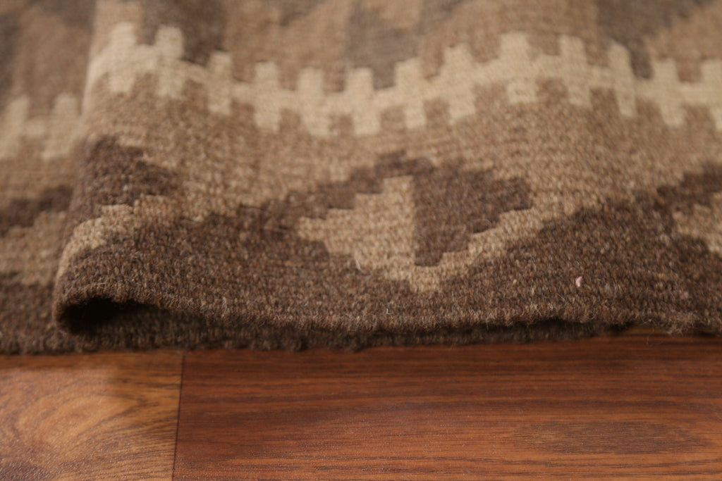 Brown Wool Kilim Oriental Area Rug 5x9