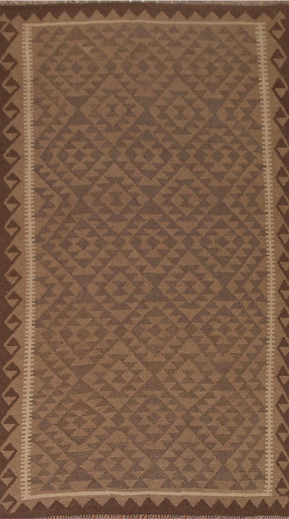 Brown Wool Kilim Oriental Area Rug 5x9