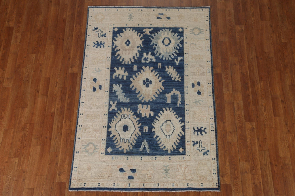 Blue Oushak Vegetable Dye Area Rug 4x6