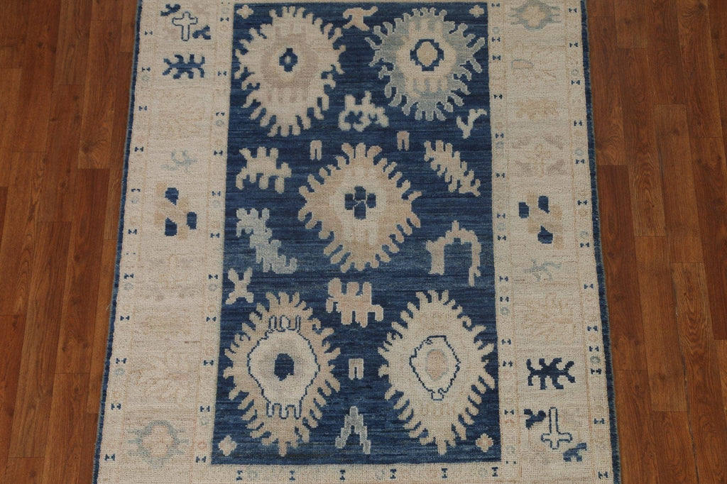 Blue Oushak Vegetable Dye Area Rug 4x6