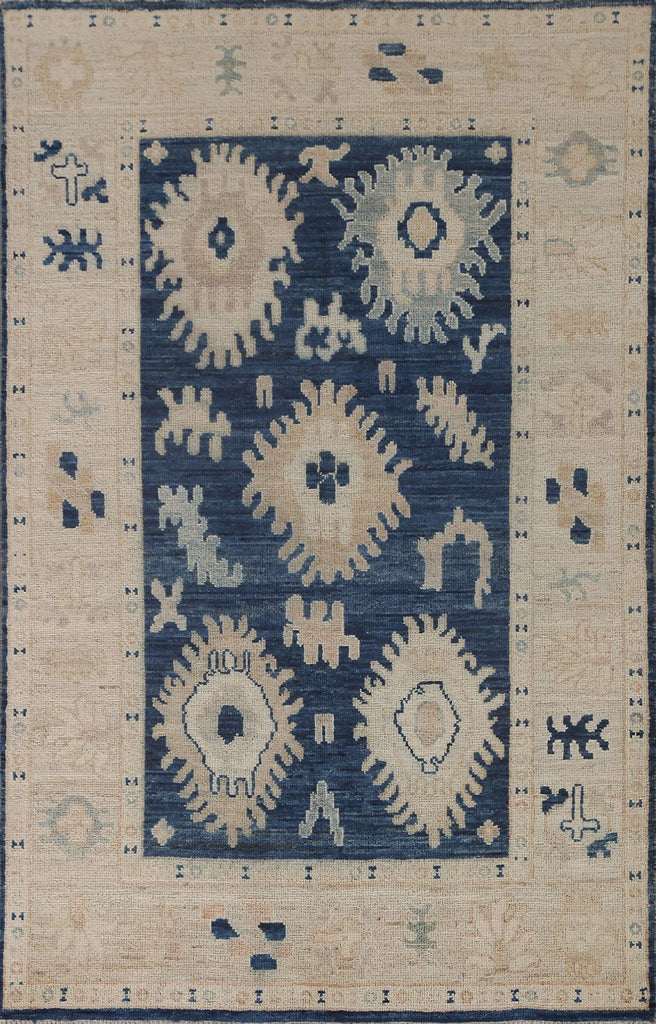 Blue Oushak Vegetable Dye Area Rug 4x6