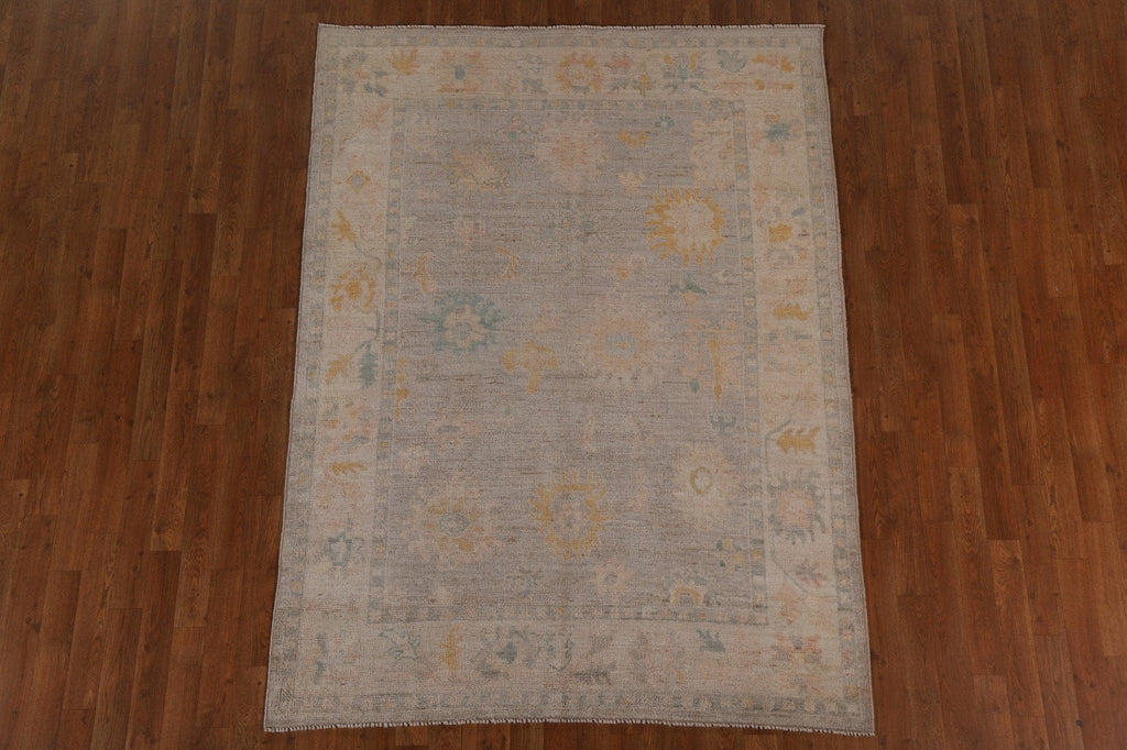 Floral Oushak Vegetable Dye Area Rug 5x7