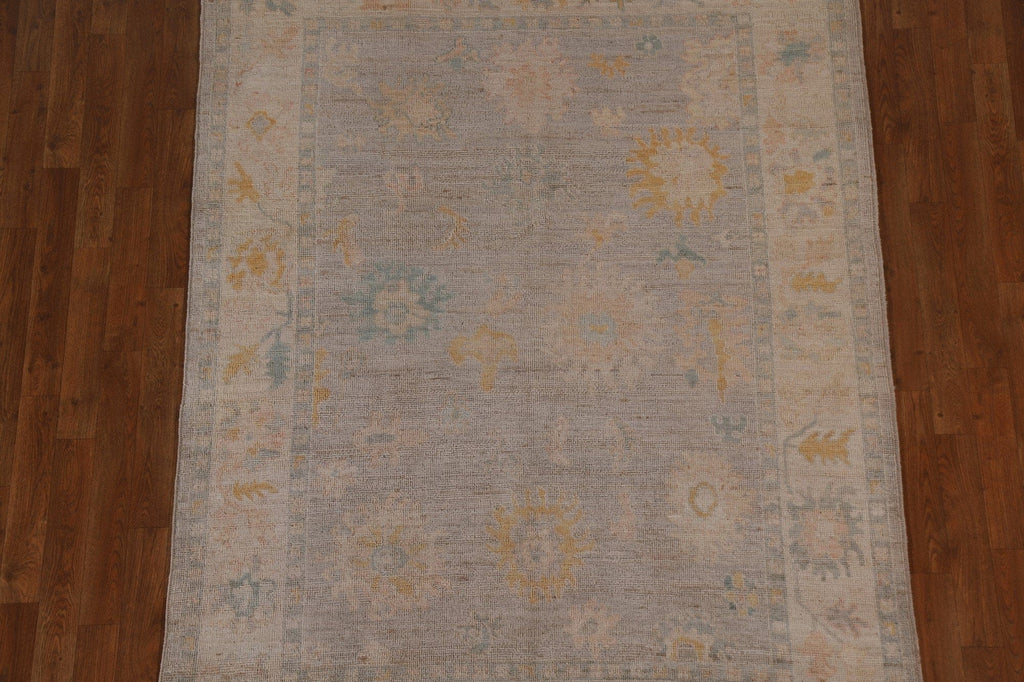 Floral Oushak Vegetable Dye Area Rug 5x7