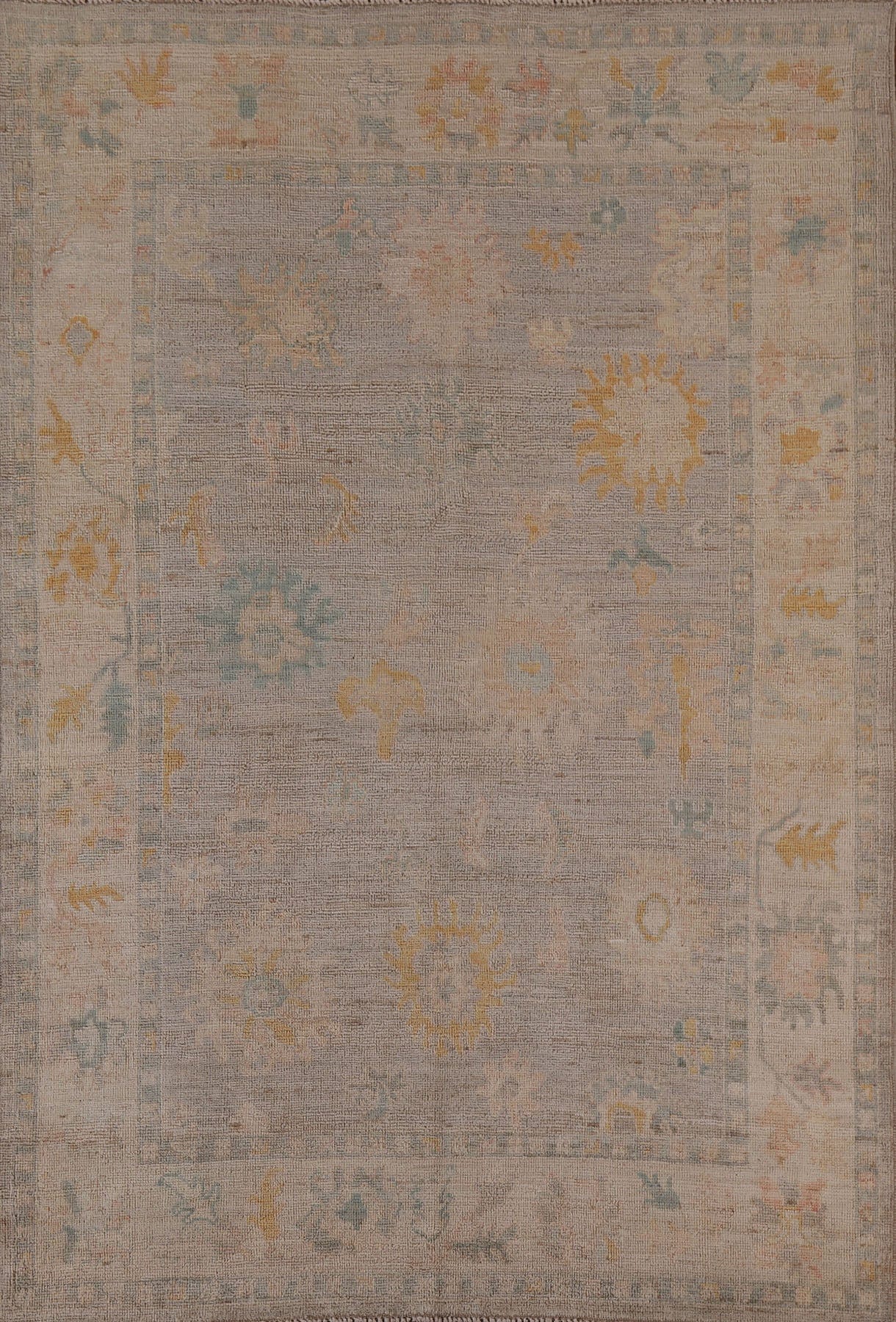 Floral Oushak Vegetable Dye Area Rug 5x7