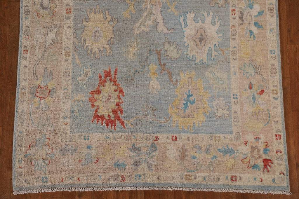 Light Blue Oushak Vegetable Dye Area Rug 5x7