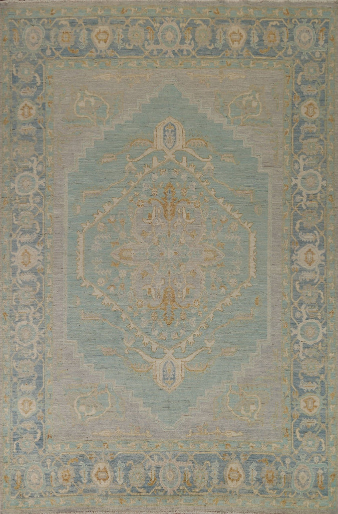 Light Blue Oushak Vegetable Dye Area Rug 8x10