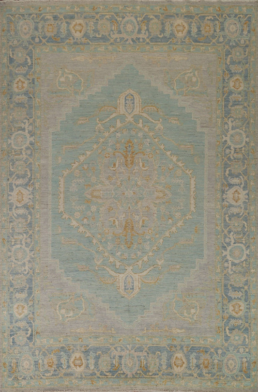 Light Blue Oushak Vegetable Dye Area Rug 8x10