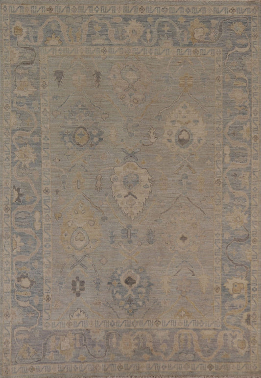 Floral Oushak Vegetable Dye Area Rug 7x9