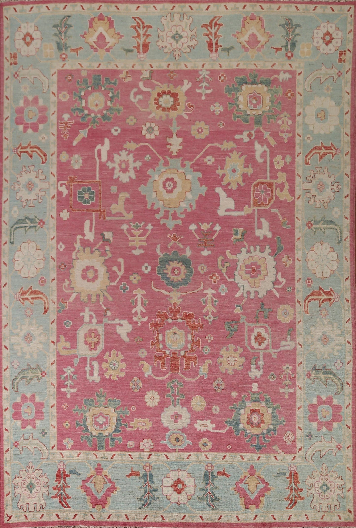 Pink Oushak Vegetable Dye Area Rug 8x10