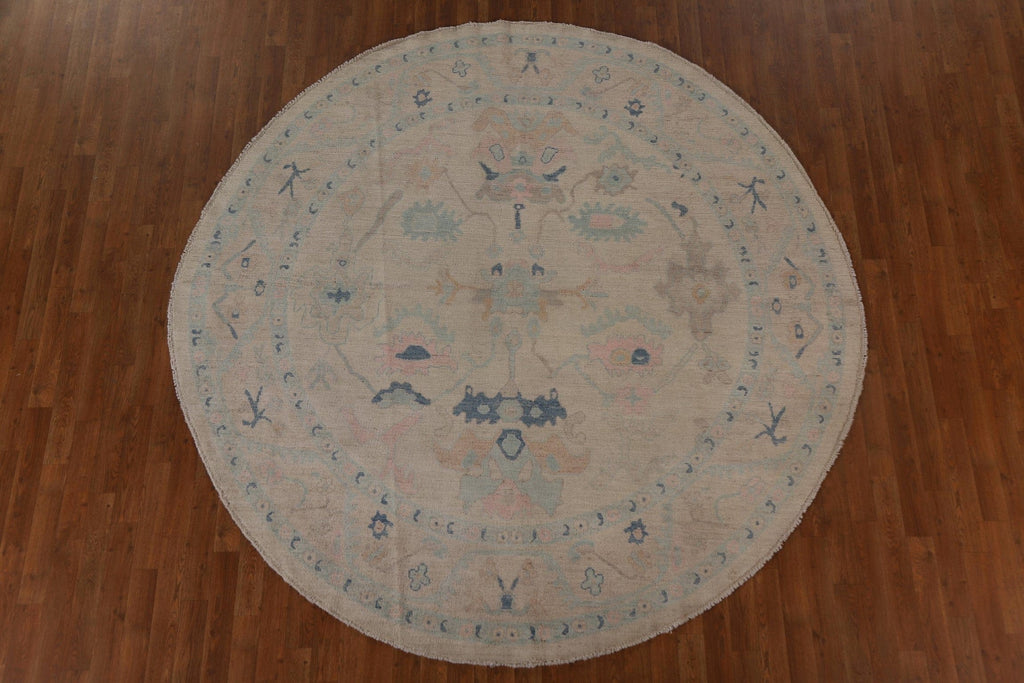 Vegetable Dye Oushak Round Area Rug 8x8