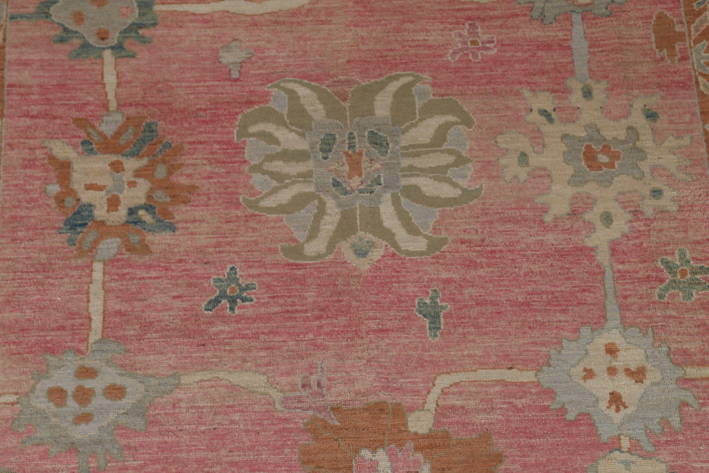 Pink Floral Oushak Vegetable Dye Area Rug 8x10